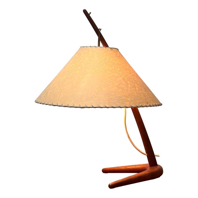 Mid-Century Modern Teak Dornstab Table Lamp by A. Pöll for Kalmar, Vienna, 1950s For Sale