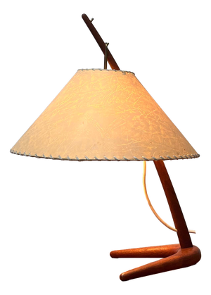 Mid-Century Modern Teak Dornstab Table Lamp by A. Pöll for Kalmar, Vienna, 1950s