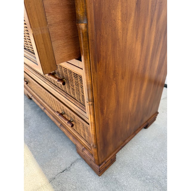 Vintage Hollywood Regency Faux Bamboo and Wicker Chest of Drawers, 1970's, by American of Martinsville For Sale - Image 9 of 10