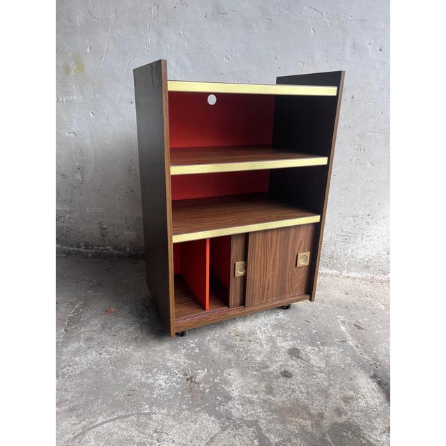 Modern Stereo Cabinet on Wheels, 1970s For Sale - Image 4 of 11