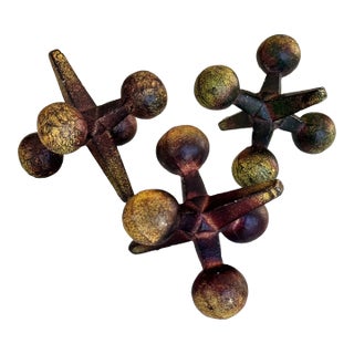 Restoration Hardware Style Vintage Cast Iron Decorative Jacks - A Trio For Sale