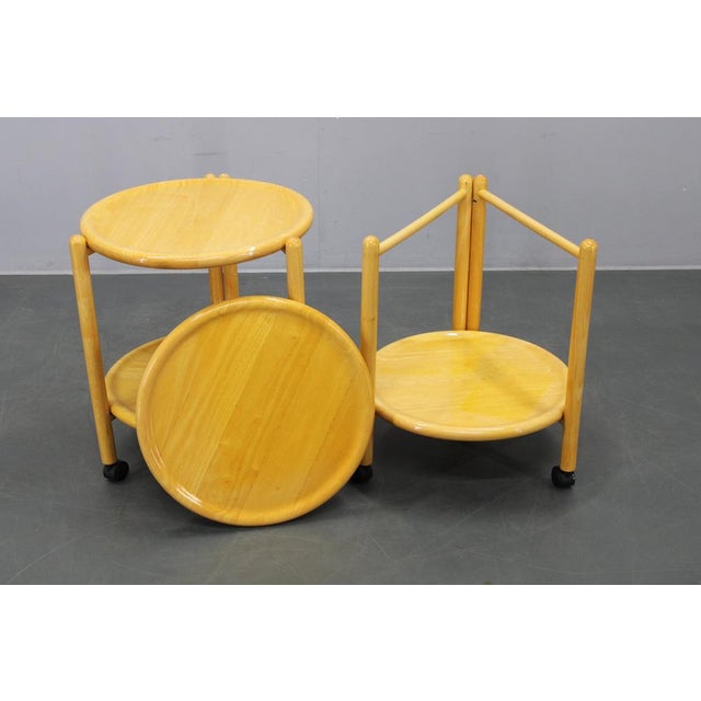 1970s Danish Round Birch Lazy Susan Trolley from Jens Quistgaard, 1970s, Set of 2 For Sale - Image 5 of 14