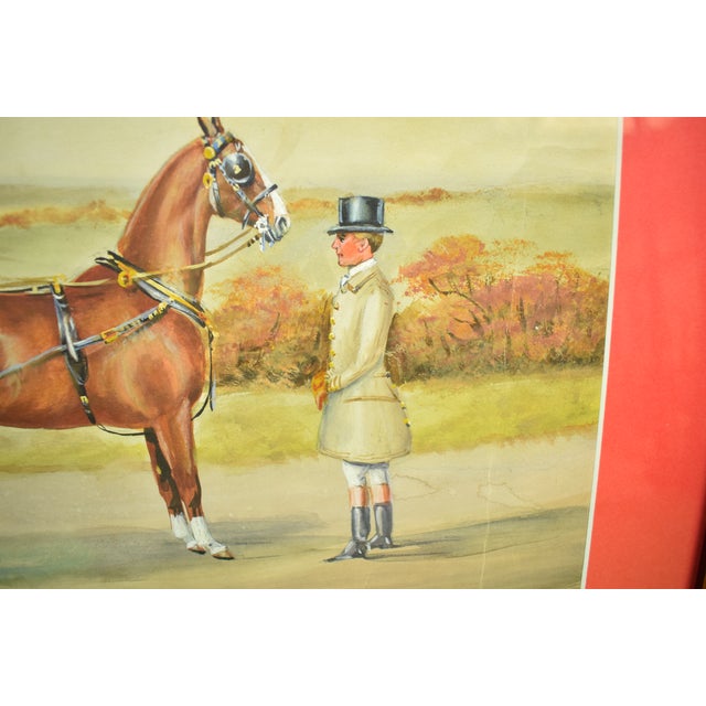Paint Lady Driving a 2-Horse Carriage C1929 Gouache by H. W. Standing (1894 - 1931) For Sale - Image 7 of 7