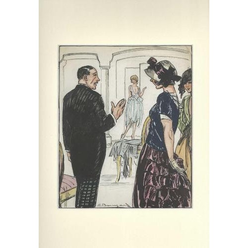 Watercolor and china ink drawing. Hand-signed. Original title: Un uomo e tre donne in abiti eleganti. Image dimensions: 28...
