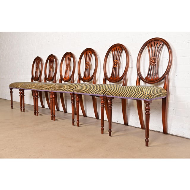 Bevan Funnell Ltd. French Regency Louis XVI Carved Mahogany Dining Chairs by Bevan Funnell, Set of Six For Sale - Image 4 of 13