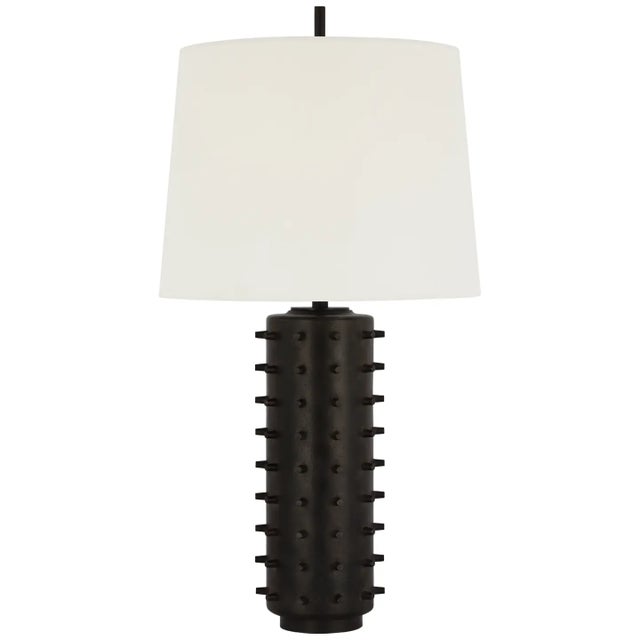 Thomas O'Brien by Visual Comfort Signature Biarritz Medium Table Lamp in Garden Bronze with Linen Shade For Sale