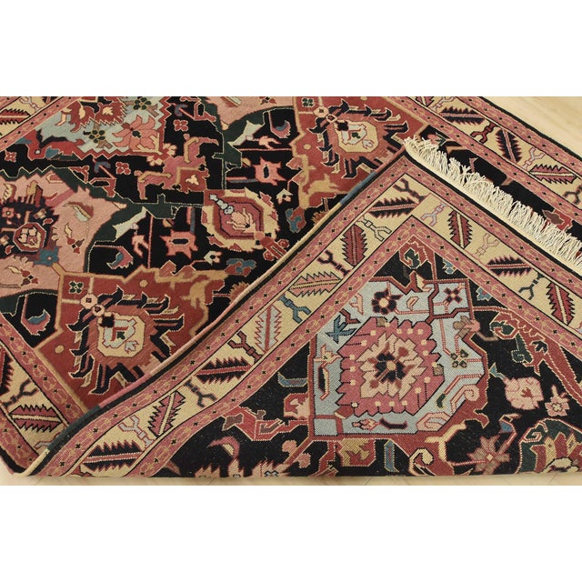 Heriz Rug 5’11” X 8’7” Black Wool Vintage Traditional Hand-Knotted Carpet For Sale - Image 14 of 15