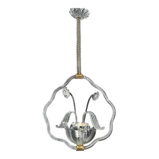 Art Decò Trasparent Barovier E Toso Light With Flowers, 1940s For Sale