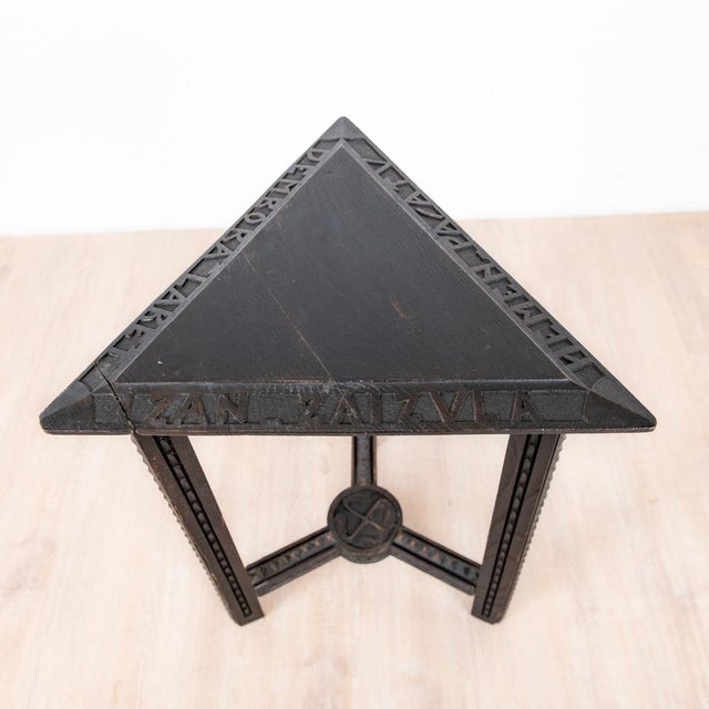 Stained and Carved Wooden Side Table from Benjamin Gomez, 1920s For Sale - Image 6 of 9