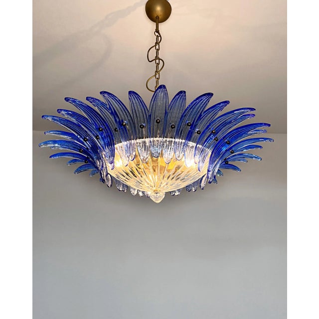 Royal Blue Murano Style Chandelier / Ceiling Light Original Palmette, Blue Glasses For Sale - Image 8 of 8