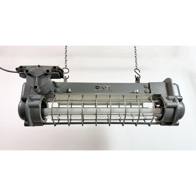 Industrial Grey Hanging Tube Light from Elektrosvit, 1970s For Sale - Image 12 of 18