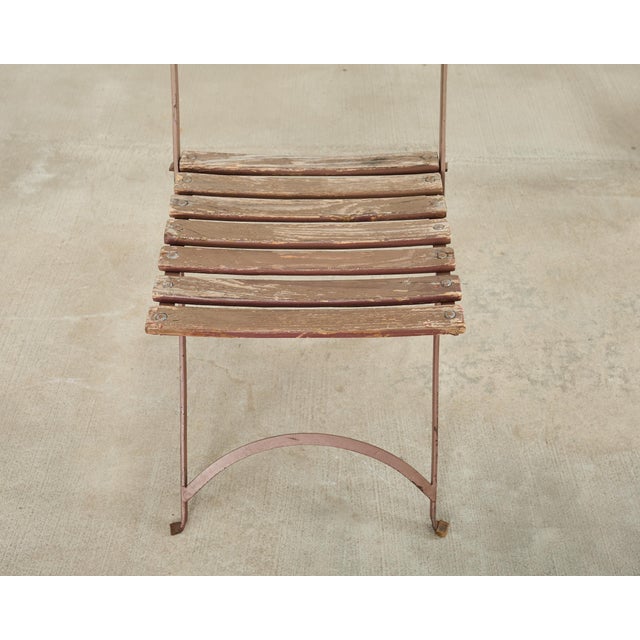 Set of Ten French Folding Iron Bistro Dining Chairs For Sale - Image 12 of 18