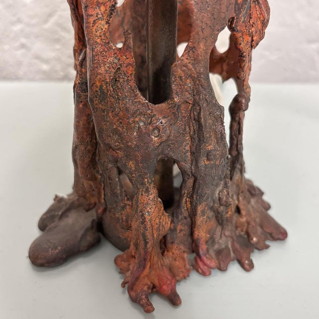 Mid-Century Scandinavian Brutalist Table Lamp in Melted Copper, Sweden, 1960s For Sale - Image 6 of 8