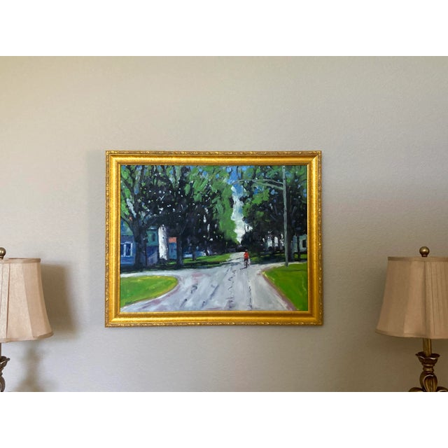 Kelly Green Americana Oil Painting, Contemporary Landscape For Sale - Image 8 of 8