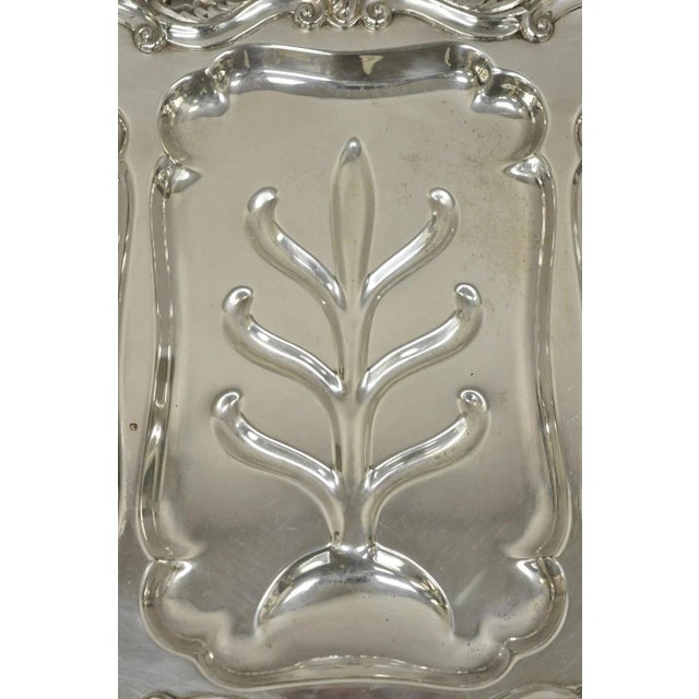 Metal Early 20th Century Victorian Meneses Orfebres Silver Plated Meat Cutlery Serving Platter Tray For Sale - Image 7 of 10
