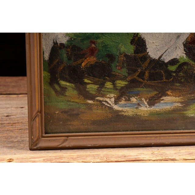 Stagecoach | Framed 1908 Morley Hicks Oil Painting, Signed and Dated For Sale - Image 4 of 8