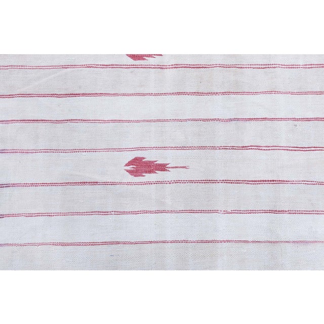 English Doris Leslie Blau Mid-Century Indian Dhurrie White Flatweave Cotton Rug For Sale - Image 3 of 8