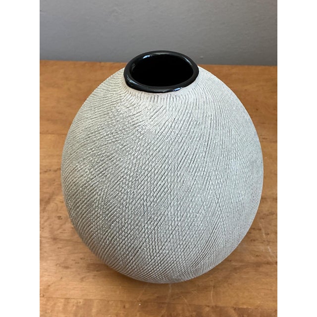 Vintage Textured Ceramic Vase For Sale - Image 9 of 18
