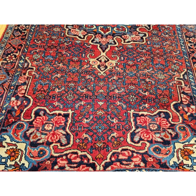 Antique Persian Bidjar Area Rug, Wool Pile, Floral Medallion, Early 1900s For Sale - Image 9 of 12