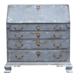 Vintage 1930’s Chippendale Gustavian Style Pine Slant Front Desk For Sale
