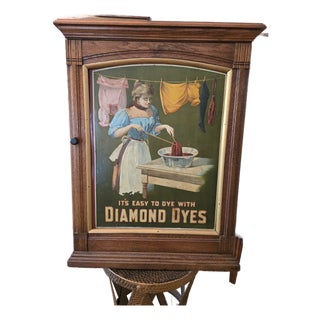 Antique American Advertising Cabinet Diamond Dyes For Sale