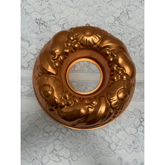 Vintage Fruit Patterned Copper Jello Mold Tin For Sale - Image 4 of 5