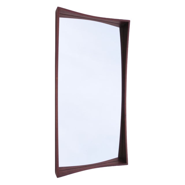 Scandinavian Modern Mirror with Concave Teak Frame by Jansen Spejle, 1950s For Sale - Image 10 of 10