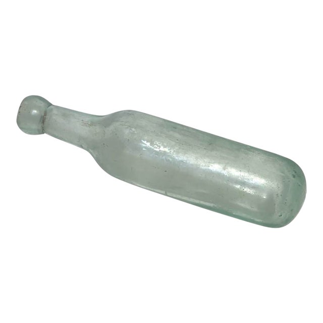 Late 19th Century Victorian Aqua Glass Round Bottom Bottle For Sale