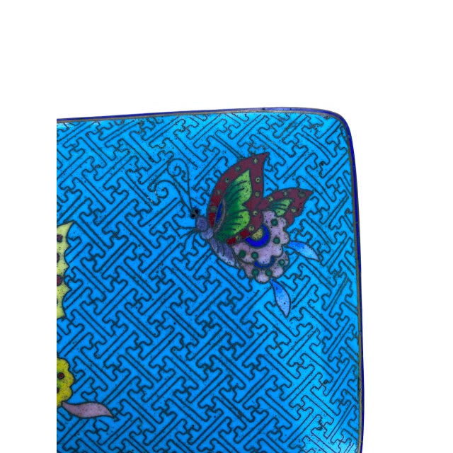 Early 20th C. Chinese Cloisonné Enamel and Brass Box With Butterfly Motif For Sale In San Francisco - Image 6 of 9