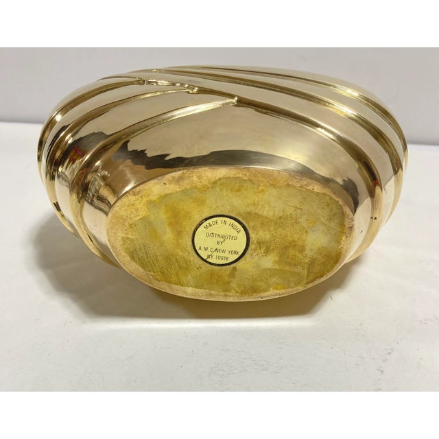 Brass Vintage Hollywood Regency Solid Brass Vase – Art Deco Style Brass Vessel For Sale - Image 8 of 9