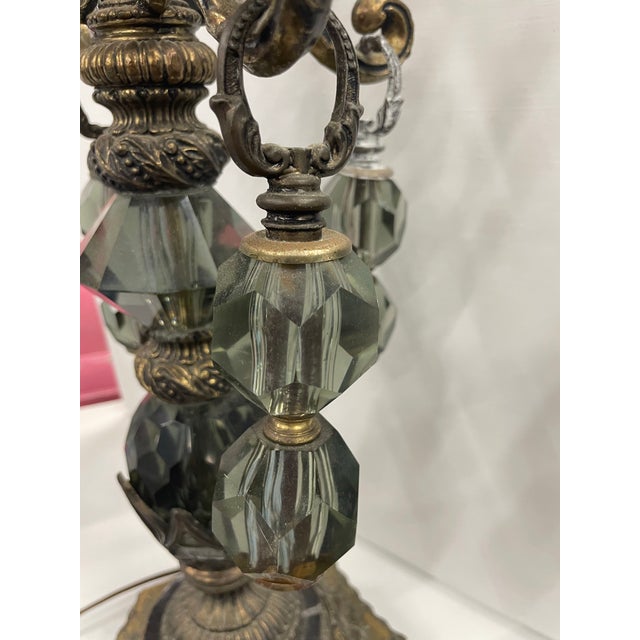 Vintage Hollywood Regency Black Crystal Table Lamp For Sale - Image 12 of 12