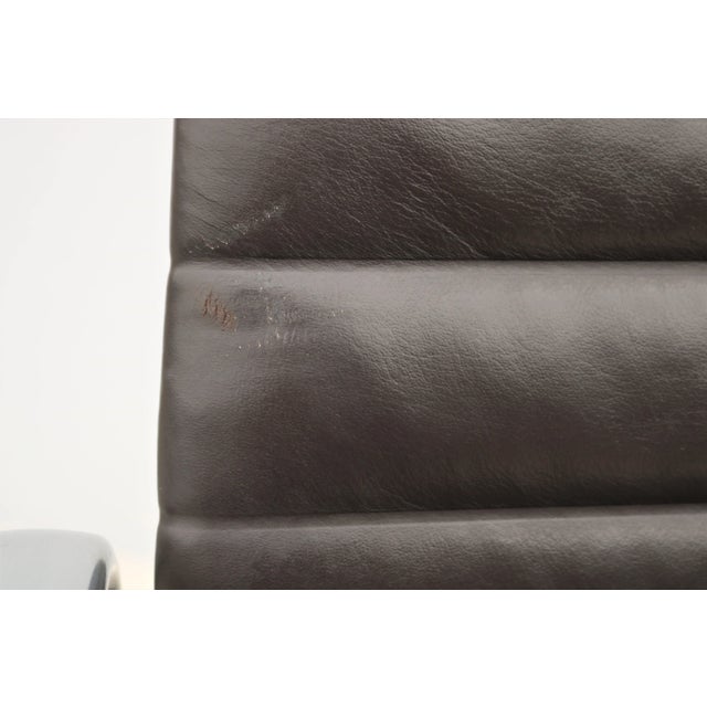 Mid-Century Modern Herman Miller Eames Aluminum Group Brown Leather Management Chair For Sale - Image 10 of 13