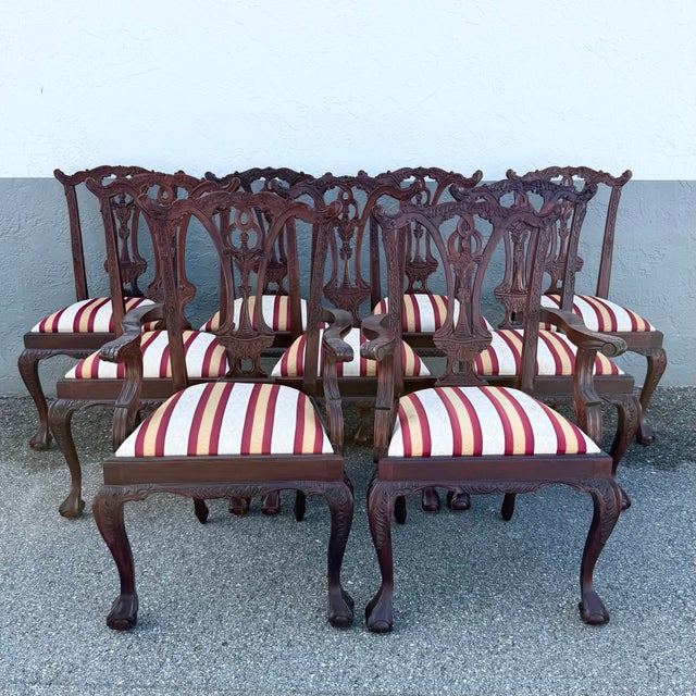 Vintage Chippendale Style Ball in Claw Dining Chairs - Set of 9 For Sale - Image 12 of 12
