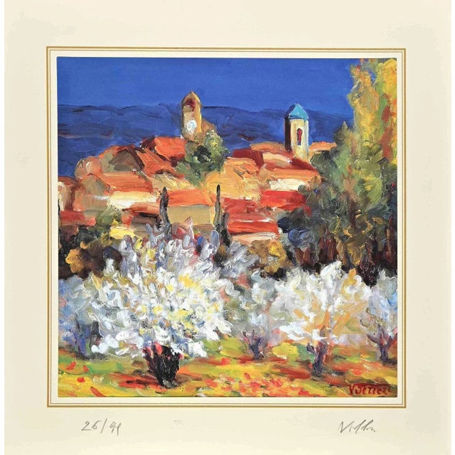 Modern Nicholas Verrall, The Village, Lithograph, Late 20th Century For Sale - Image 3 of 3