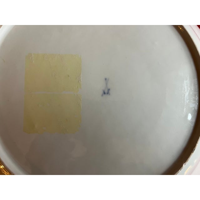 Antique 18th Century Meissen Porcelain Charger Deep Dish Platter With Basketweave Border and Floral Bouquets For Sale - Image 12 of 12
