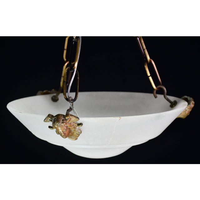 1950s 1950s Charming White Art Deco Alabaster Pendant, 1940s For Sale - Image 5 of 13