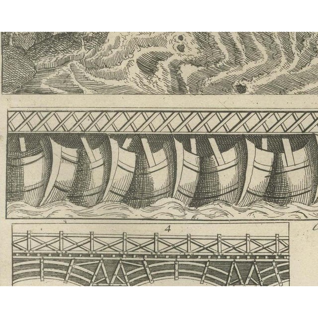 18th Century Bernard de Montfaucon, Ruined Roman Bridges, Timber Bridges and an Aqueduct, 1722, Engraving For Sale - Image 5 of 8