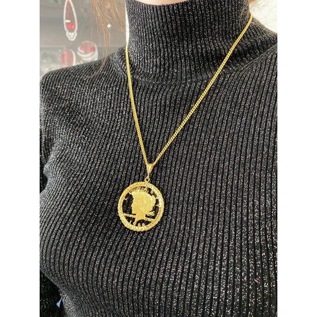 Genuine Vintage American Usa Dollar Coin Lady Liberty Yellow Gold Vermeil Sterli For Sale In Washington DC - Image 6 of 7