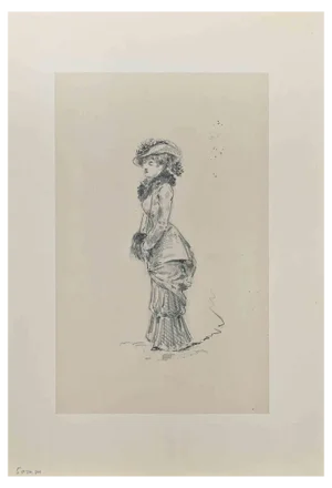 Henry Somm, Woman, Original Pencil Drawing on Paper, Late 19th Century