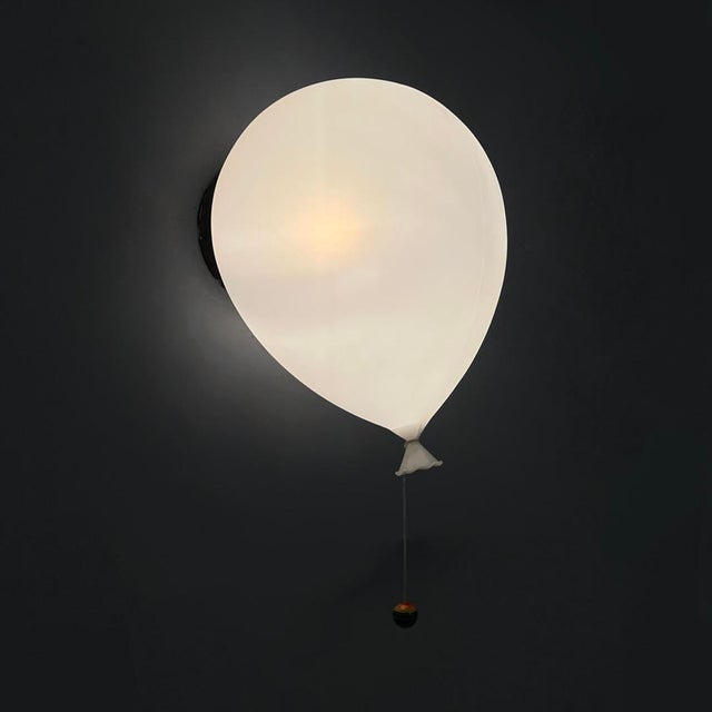 Italian modern ballon wall lamp in plastic by Yves Christin for Bilumen, 1980s Plastic wall lamp. The round black wall...