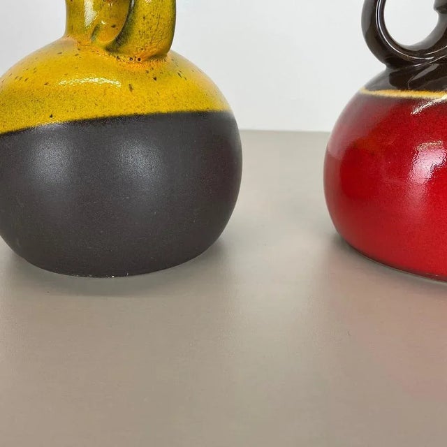 German Pottery Vases in Red and Yellow from Steuler Ceramics, 1970s, Set of 2 For Sale - Image 16 of 18