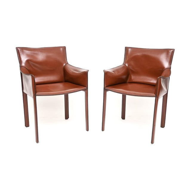 Vintage Italian Leather Armchairs by Enrico Pellizzoni, 1980, Set of 2 For Sale - Image 11 of 11