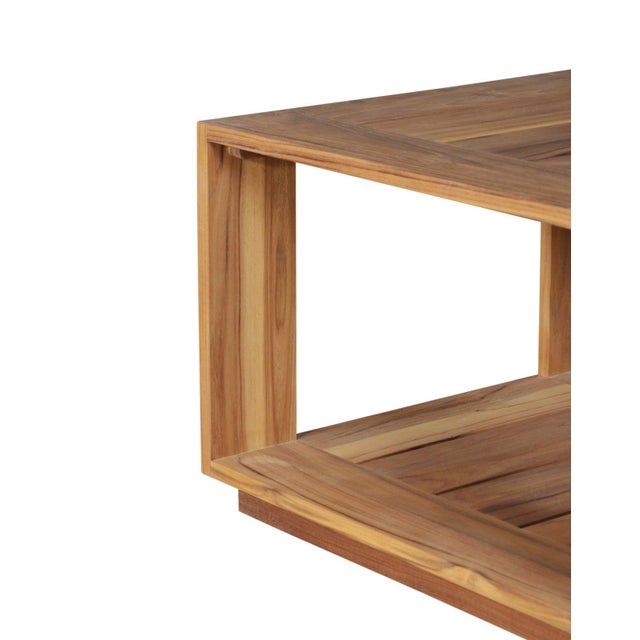 Brown Imperial Grove Solid Teak Wood Outdoor End Table Stylish For Sale - Image 8 of 12