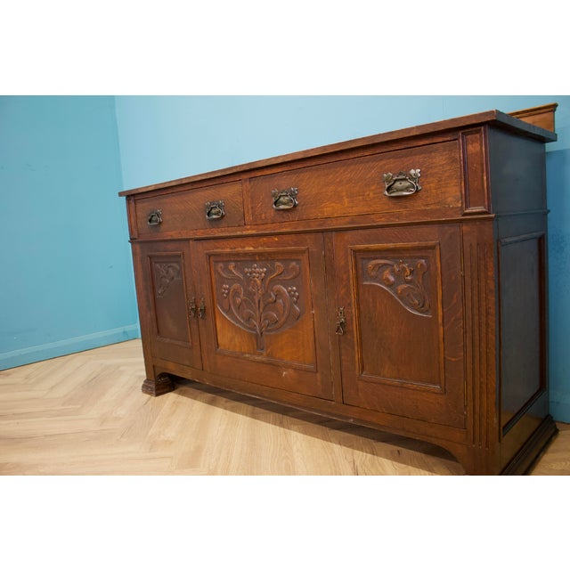 Antique Art Nouveau Oak Sideboard, 1900s For Sale - Image 5 of 12