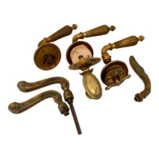 Antique Brass Door Handle Set Collection — French & Italian Styles, 19th–Early 20th Century Architectural Salvage For Sale