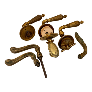 Antique Brass Door Handle Set Collection — French & Italian Styles, 19th–Early 20th Century Architectural Salvage