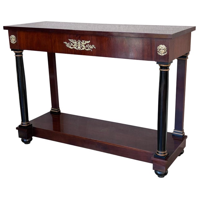 Late 19th Century Biedermeier Console with Ebonized Columns and Bronze Mounts and Drawer For Sale - Image 15 of 18