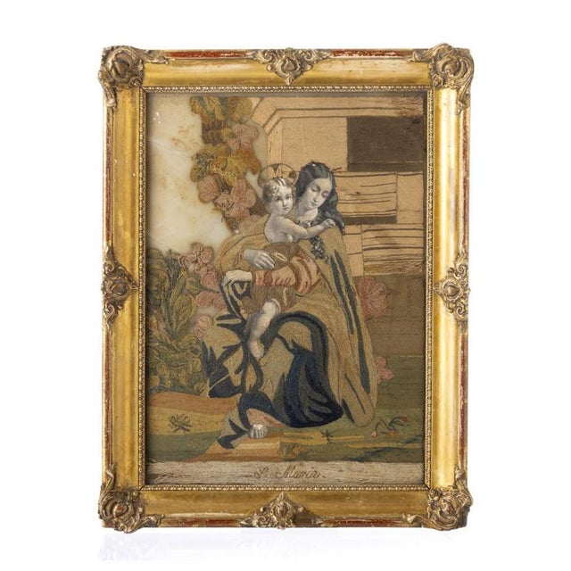 European School Artist, St. Maria, 19th Century, Embroidery Artwork For Sale - Image 6 of 6