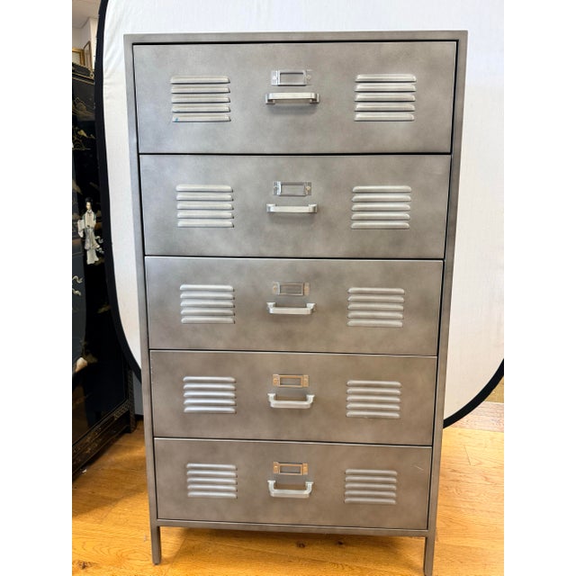 Industrial Tall Industrial Steel Metal Chest of Drawers, Dresser For Sale - Image 3 of 6