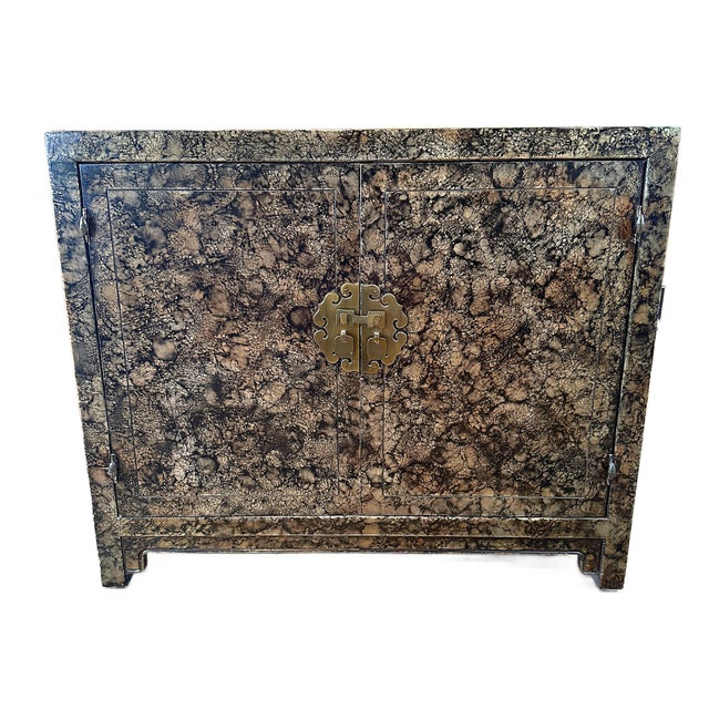 1970's Henredon Chinoiserie Faux Tortoiseshell Cabinet For Sale